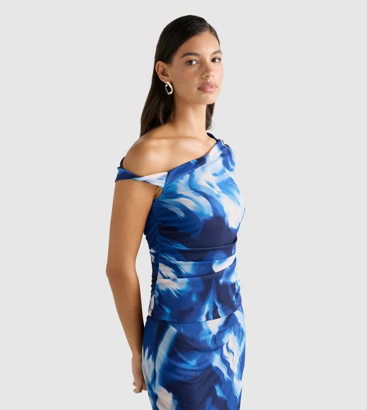 forever new  MIA Mesh Twist Side Top for Women | Best Price UAE